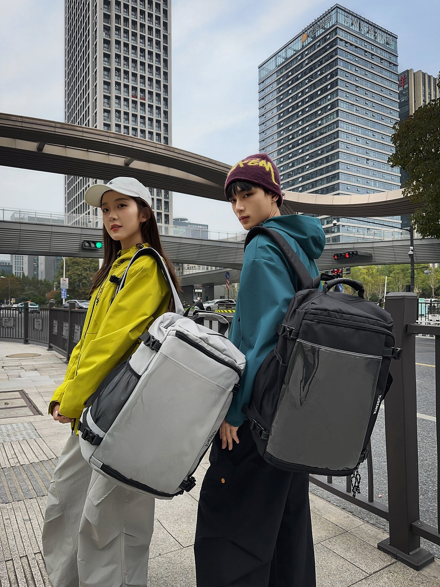 Couple Large Capacity Fashion Trend College Transparent Leisure Backpack
