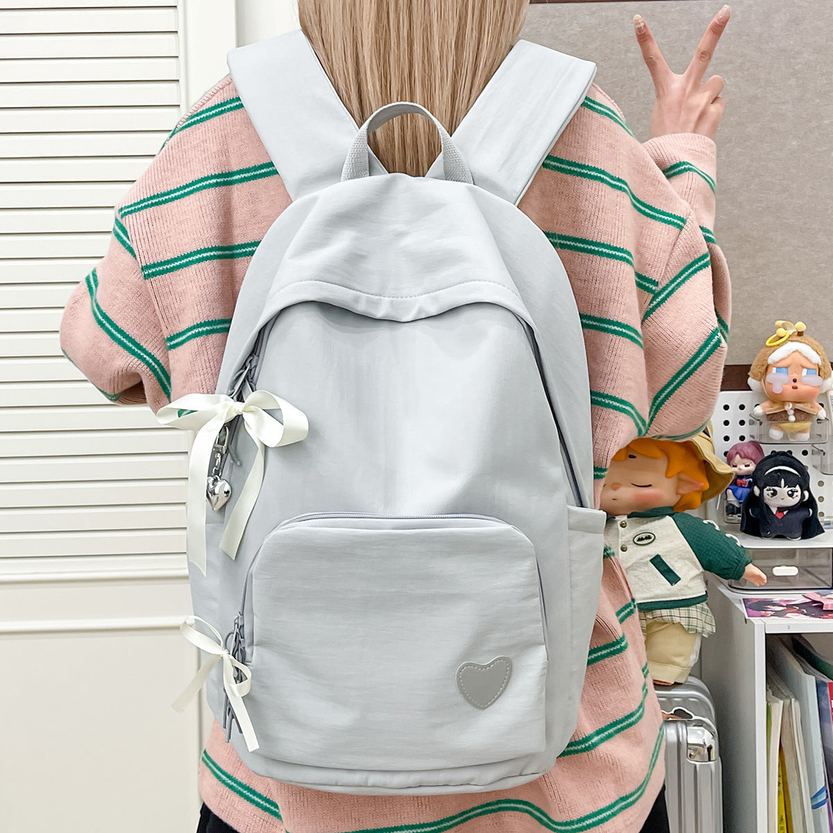 Solid Color Simple Good-looking Campus Lightweight Junior Women's Backpack