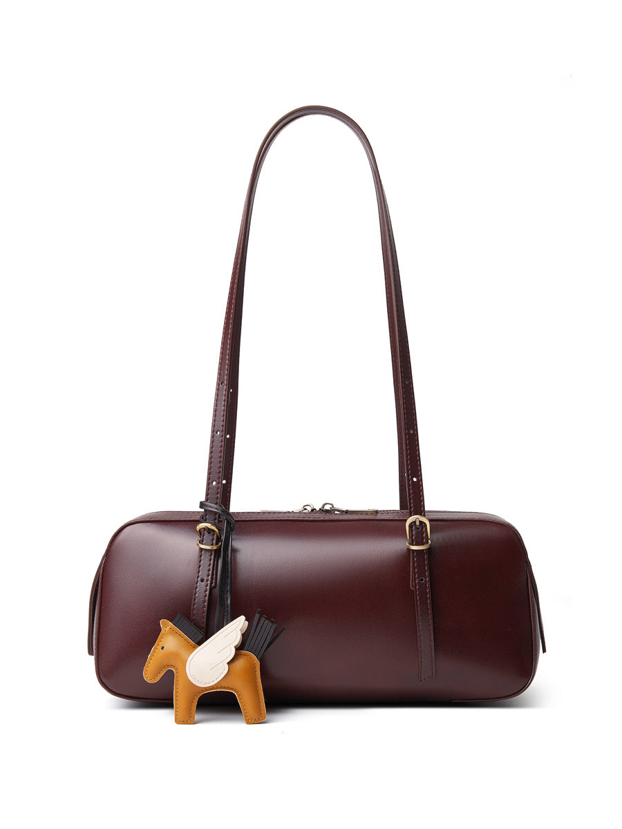 Women's Portable Versatile Retro Bowling Niche Sausage Genuine Bags