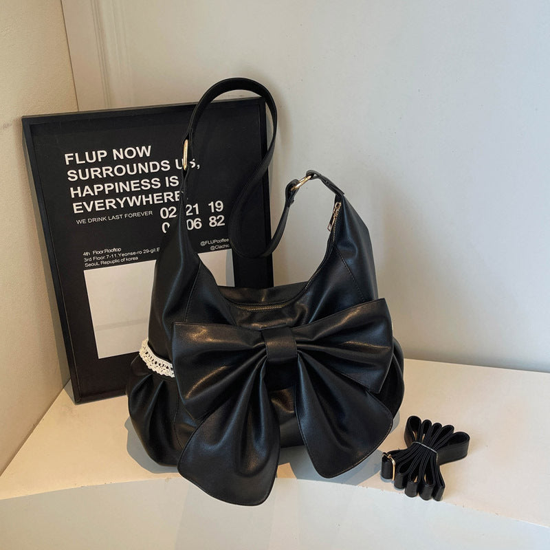 Winter Art Retro Big Bow Large Capacity Commute Leisure Tote Bags