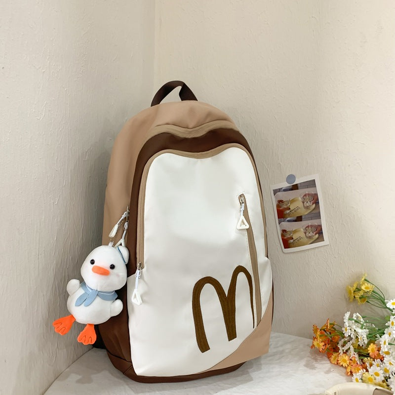 Female High American Retro Large Capacity Primary Leisure Backpack