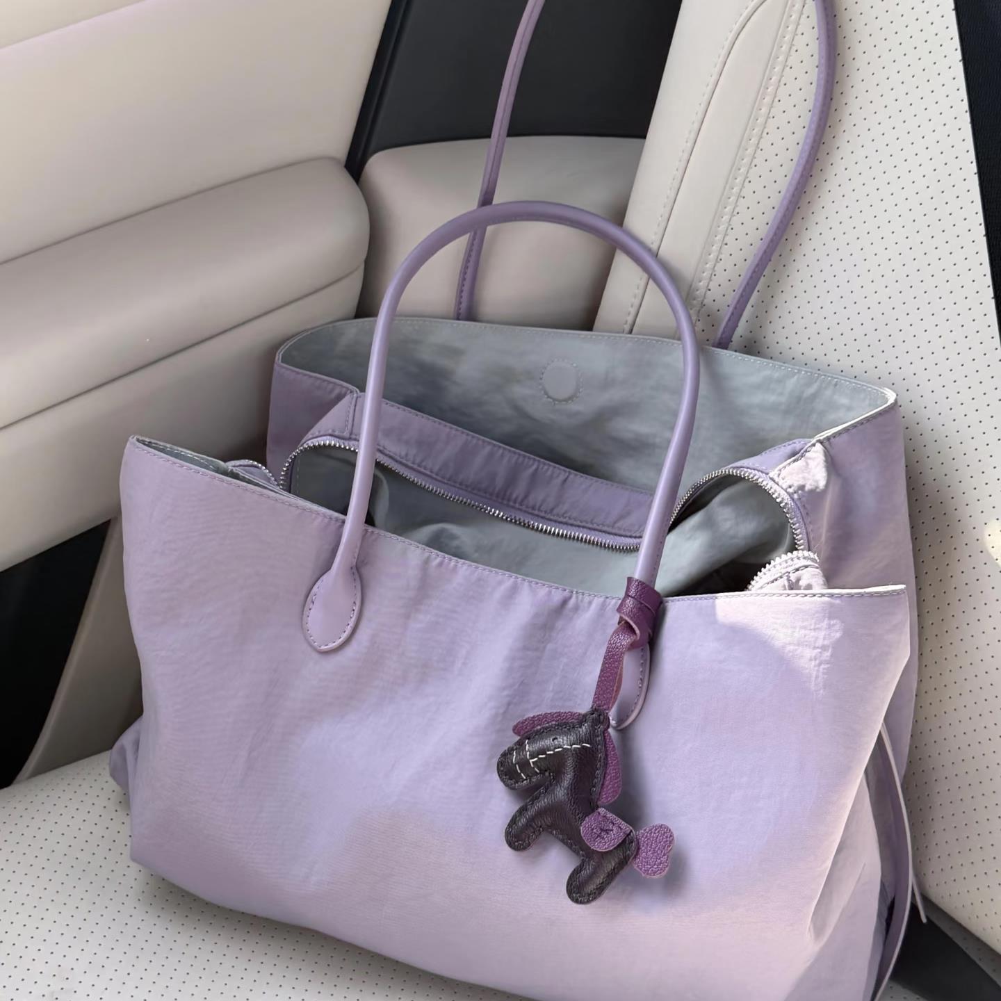 Women's Korean Style Purple Nylon Large Capacity Commuter Tote Bag