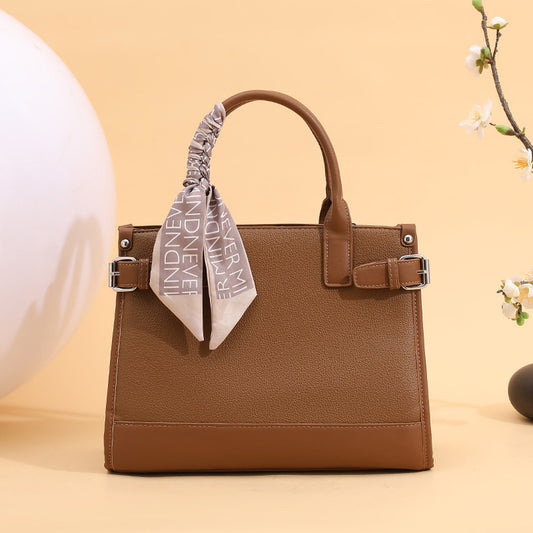 Women's Fashion Large Capacity Simple With Silk Scarf Women's Messenger Bag
