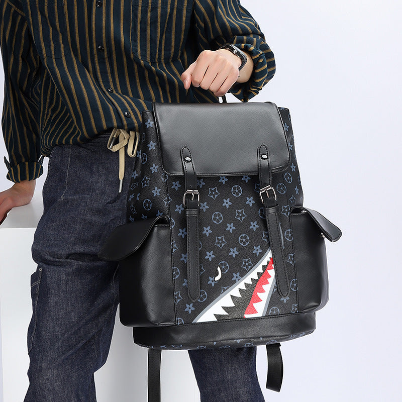 Men's Fashion Presbyopic Soft Leather Large Capacity Backpacks