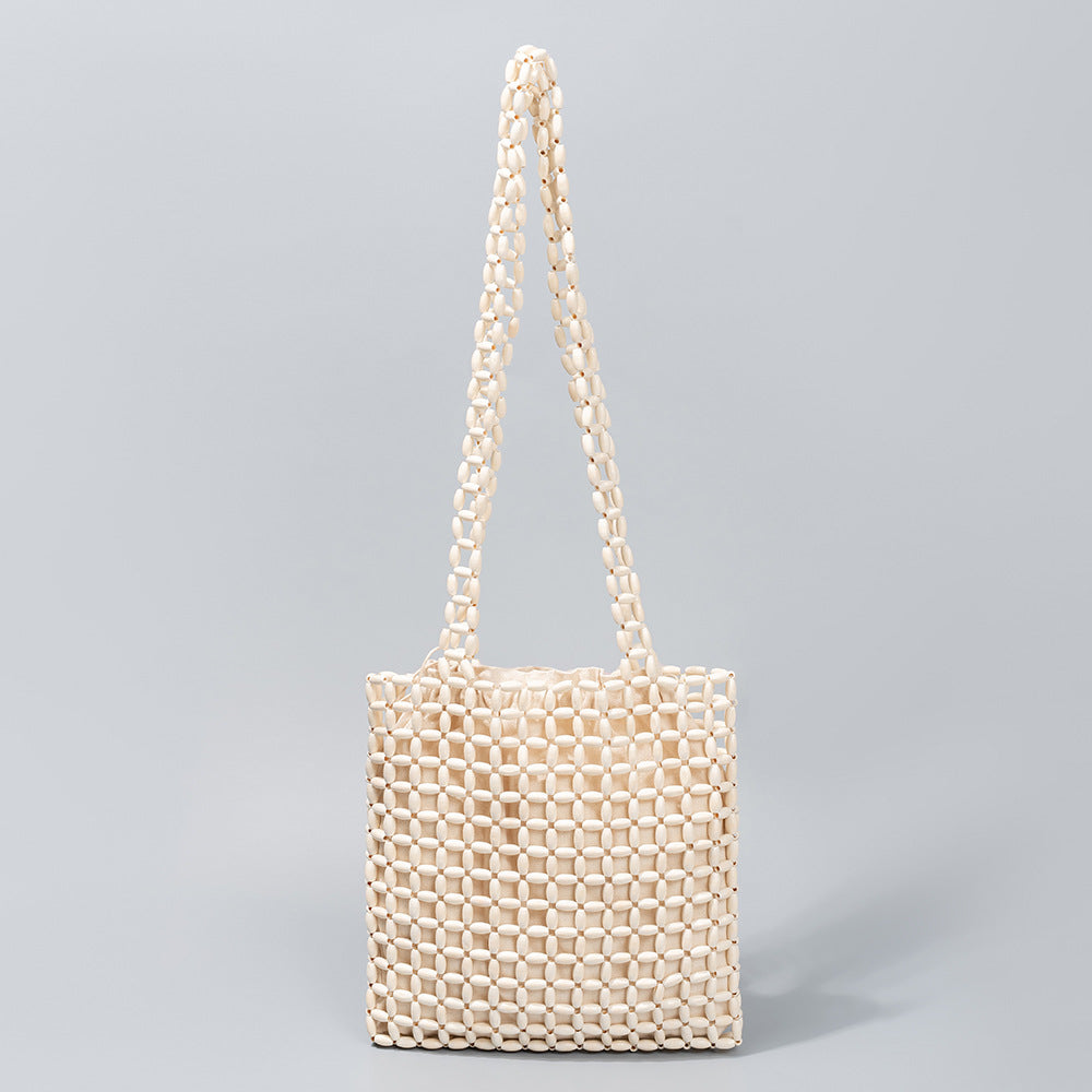 Women's Beach Vacation Hand-woven Solid Color Wooden Women's Shoulder Bag