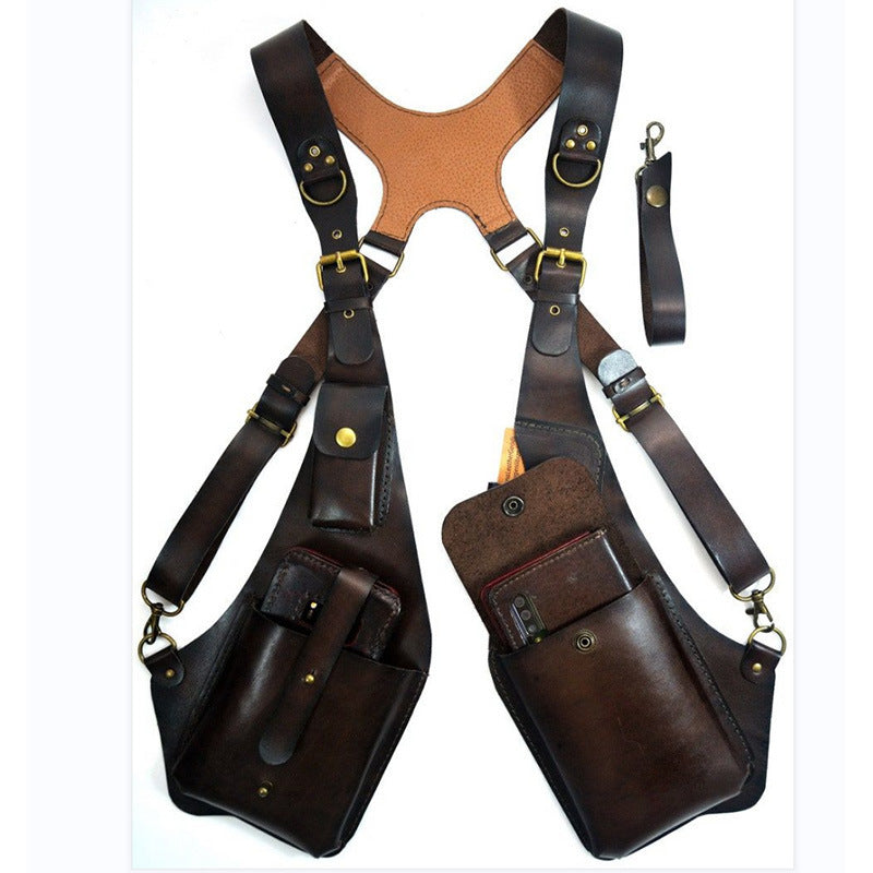 Women's & Men's Vintage Leather Strap Mobile Underarm Bag