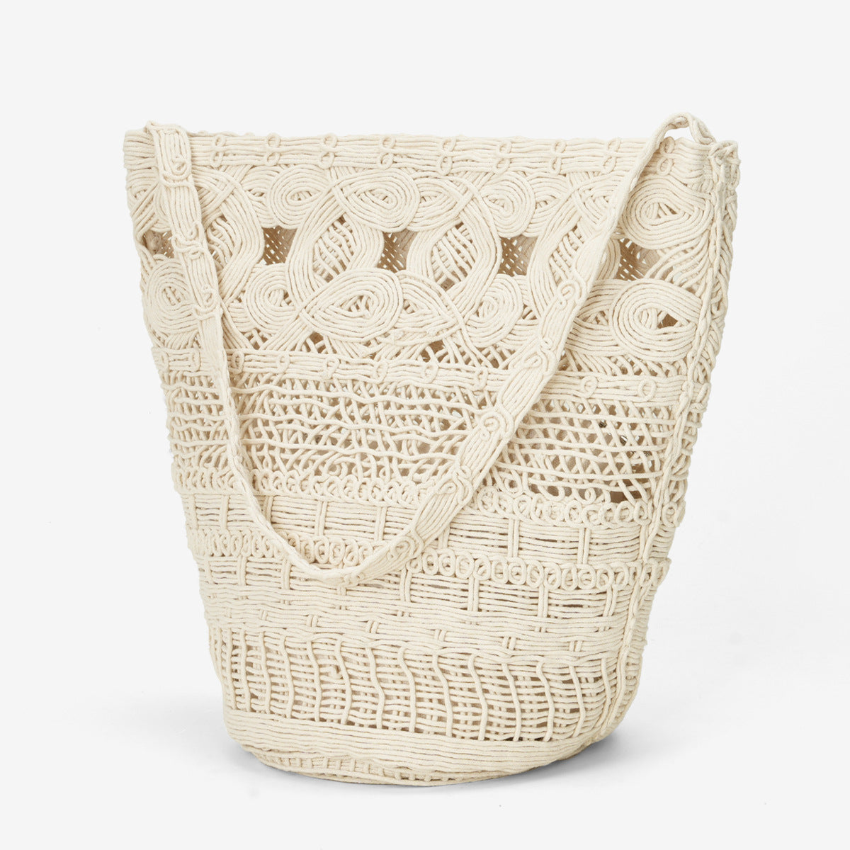 Women's High Quality Hollow Wax Rope Hand-woven Underarm Bucket Bag