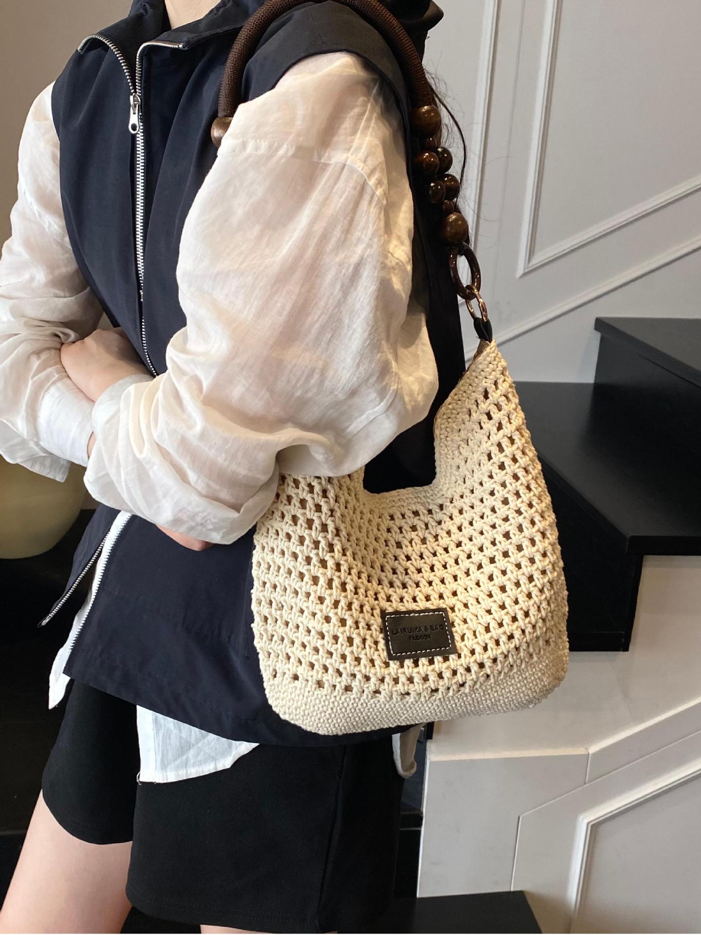 Women's Summer Popular Straw Large Capacity Seaside Play Beach Woven Tote Bag