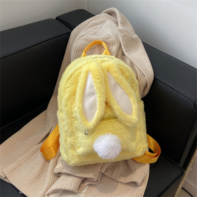 Women's Adorable Rabbit Ears Plush Winter Fashion Furry Cute Backpacks