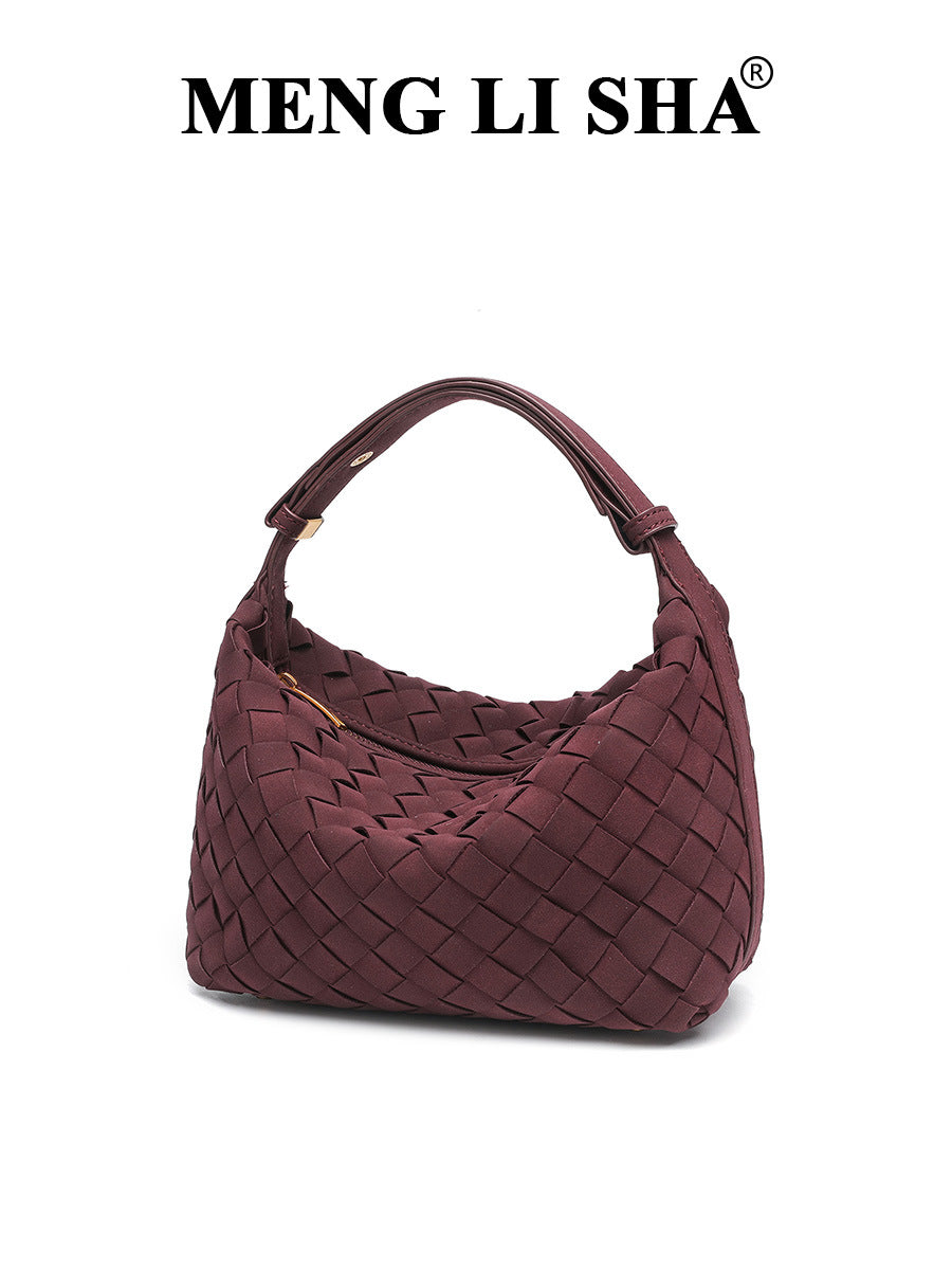 Women's Matte Leather Texture Woven Portable Lunch Atmosphere Food Basket Bags