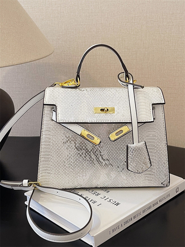 Women's Retro Fashion Snake Pattern Portable Kelly Bags