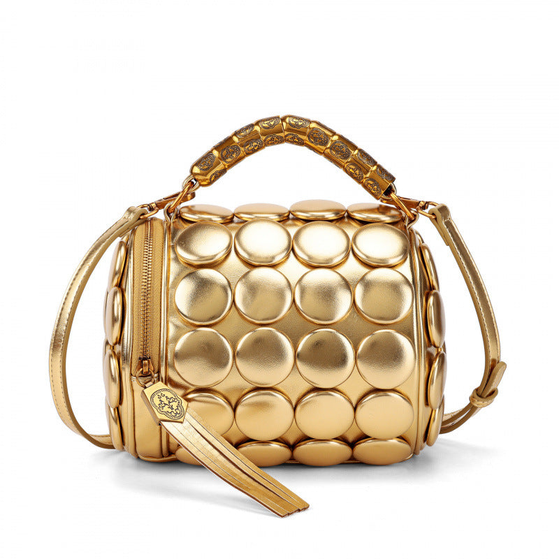 Women's Round Handmade Button Classic Pillow Women's Handbag
