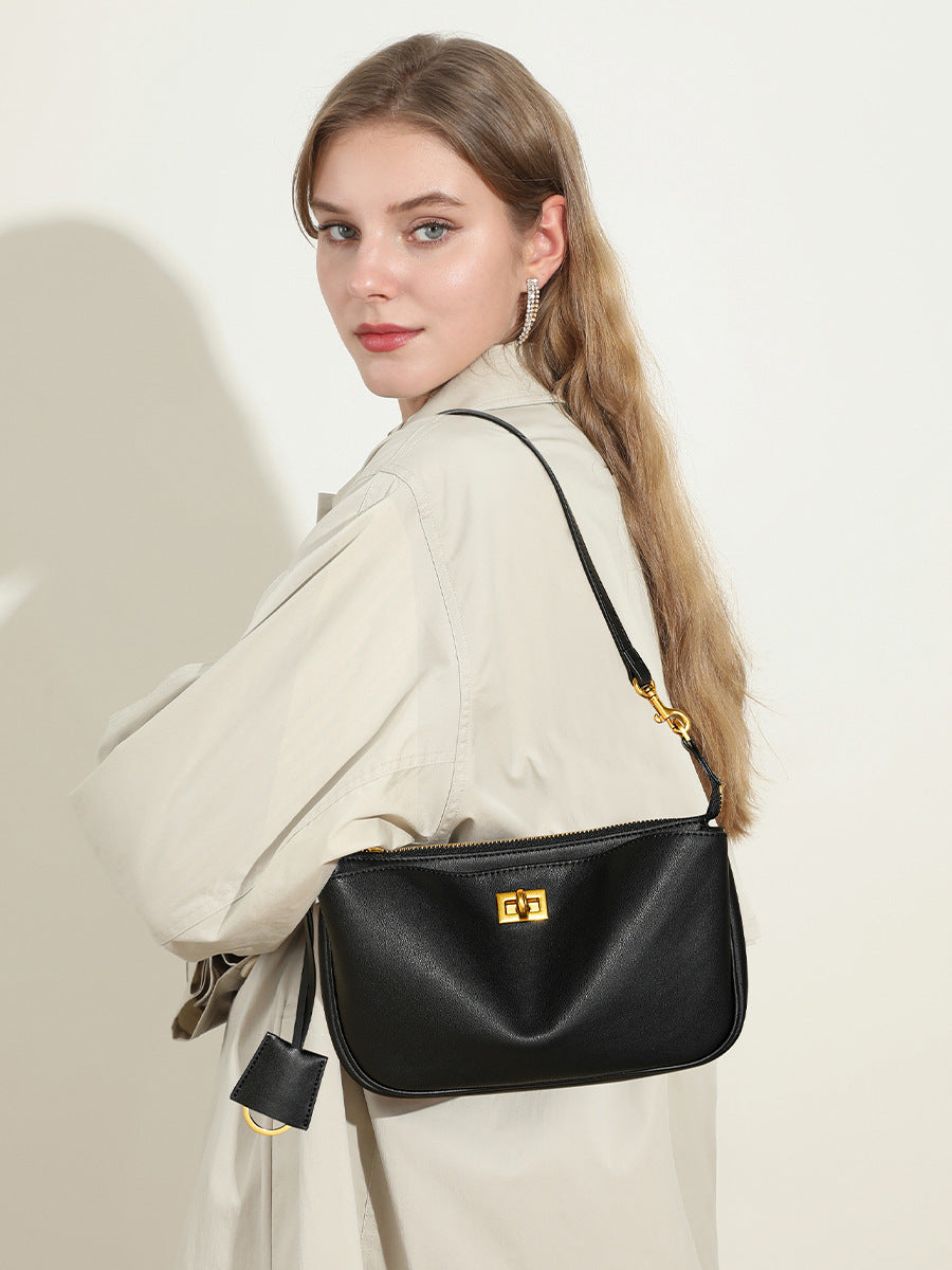 Women's Style Genuine Leather High-grade Portable Commuter First Layer Underarm Bag