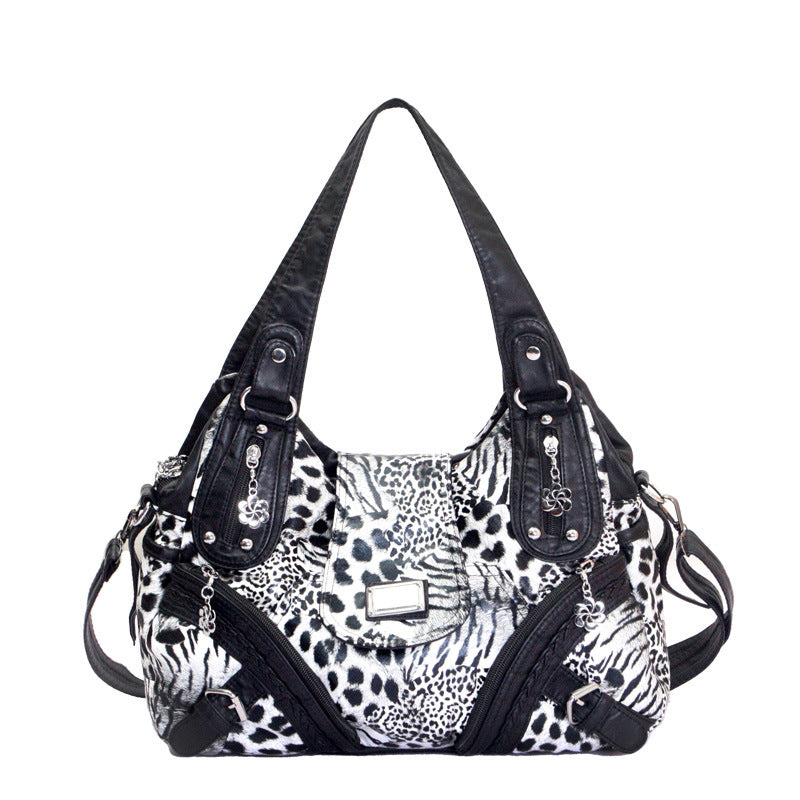 Hot Fashionable Western Style Washed Leather Women's Shoulder Bag