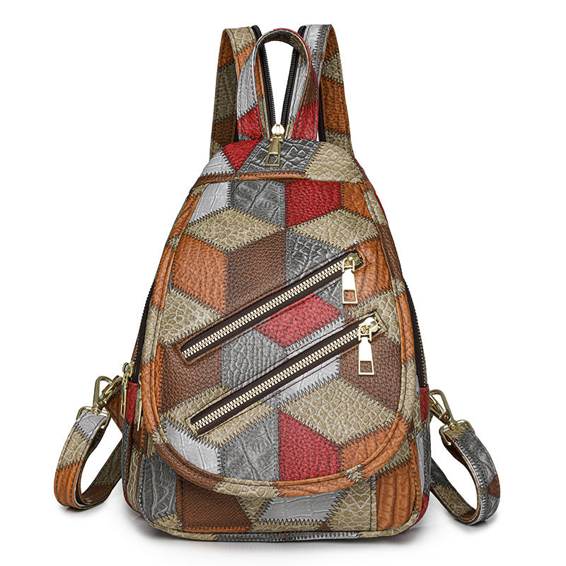 Women's Fashion Contrast Color Flip Ethnic Style Women's Backpack