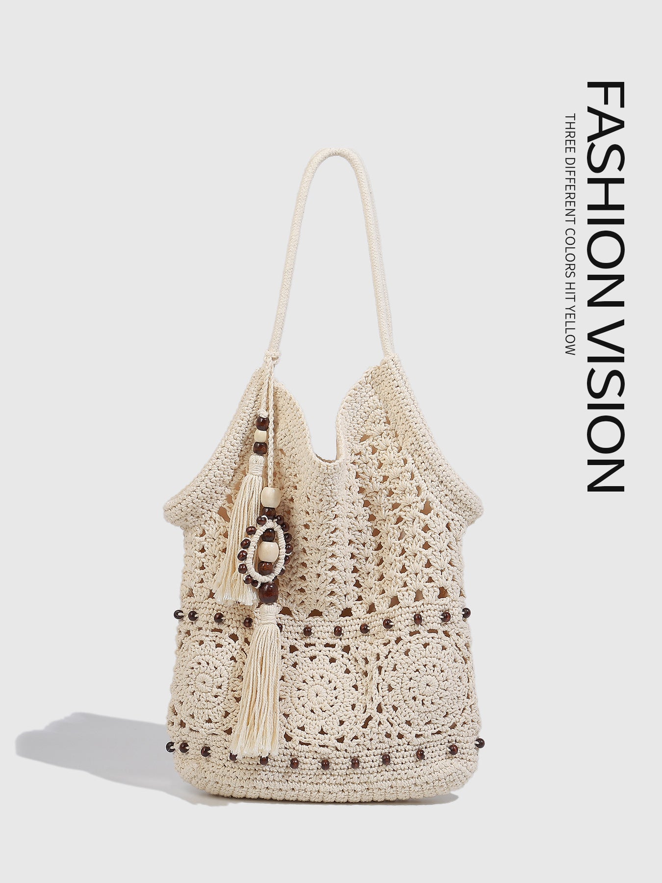 Women's Hand-woven Urban Simple Solid Color Hollow Tote Bag