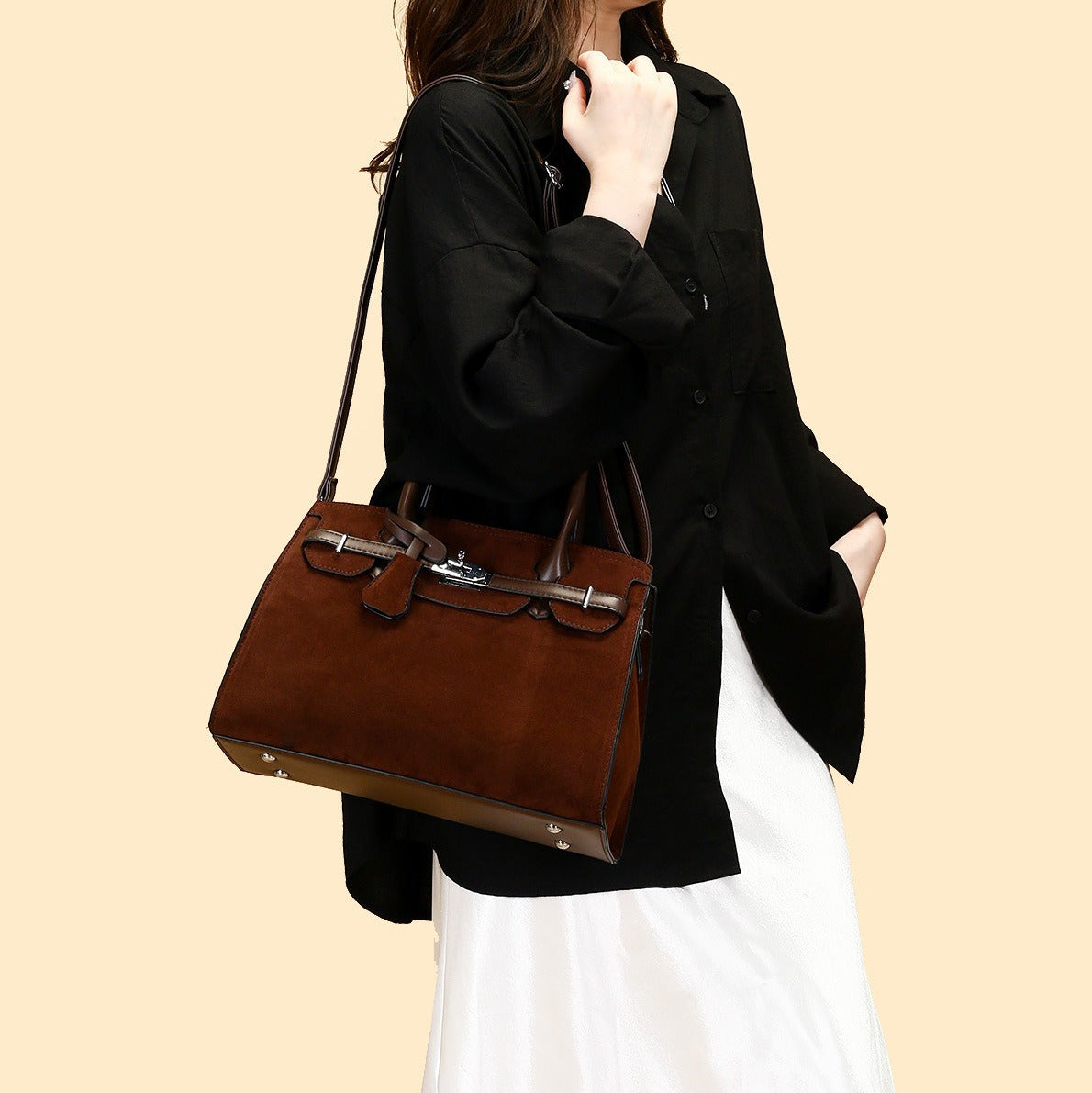 Women's Suede Fashion Elegant Simple Commute Women's Messenger Bag