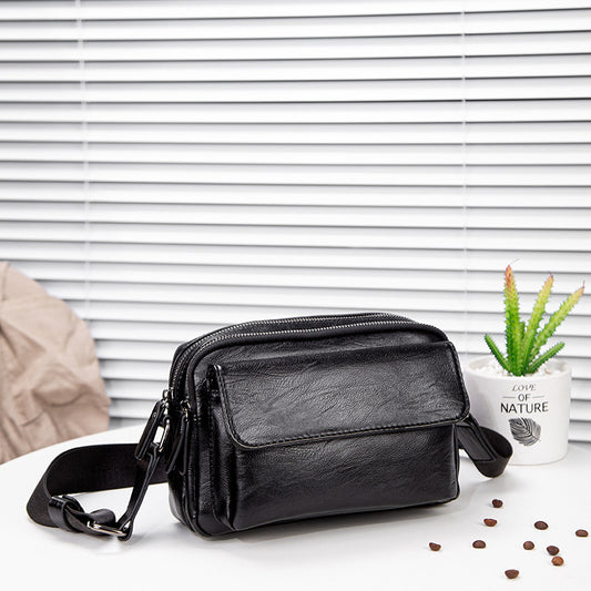 Men's Large Capacity Horizontal Portable Leather High Bags