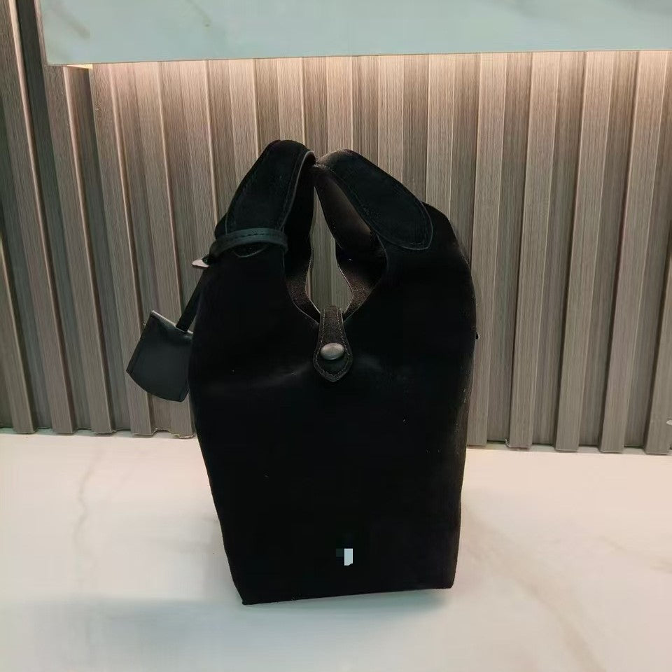 Pony Vegetable Basket Suede Hand Carrying Bucket Bag