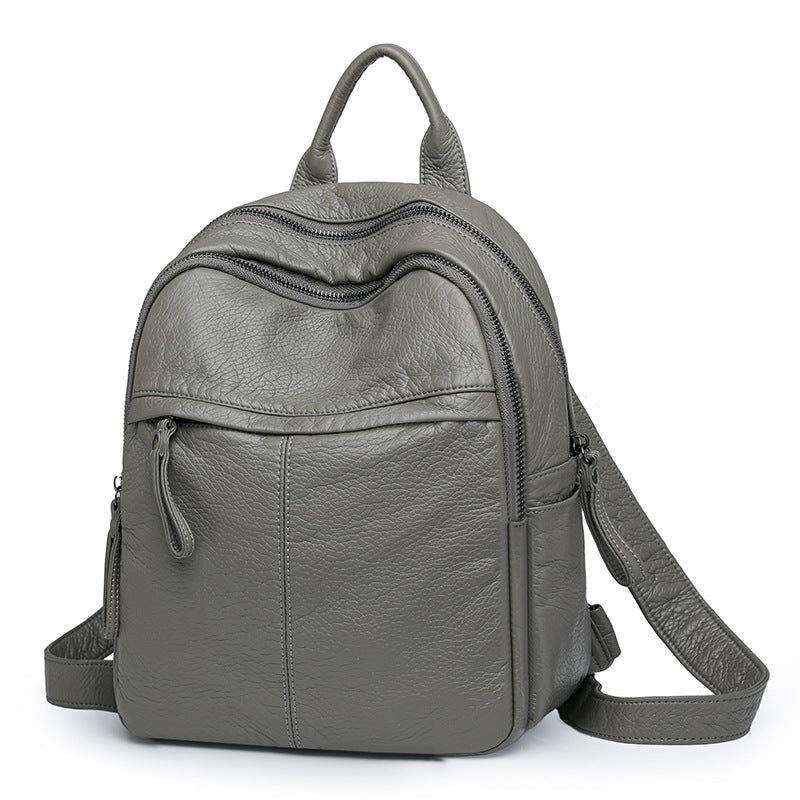 Women's Fashion Soft Leather Versatile Large Capacity Korean Women's Backpack