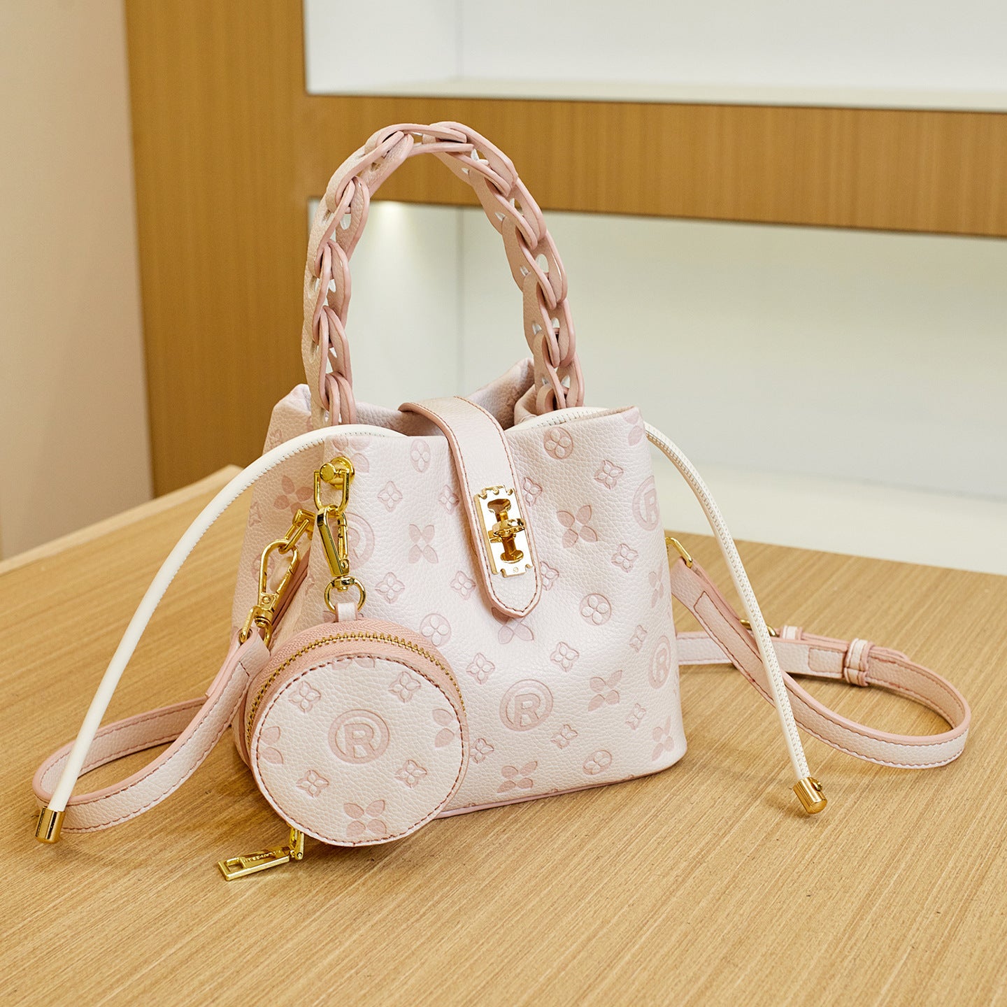 Basket Summer Portable Fashion Texture Embossed Bucket Bag