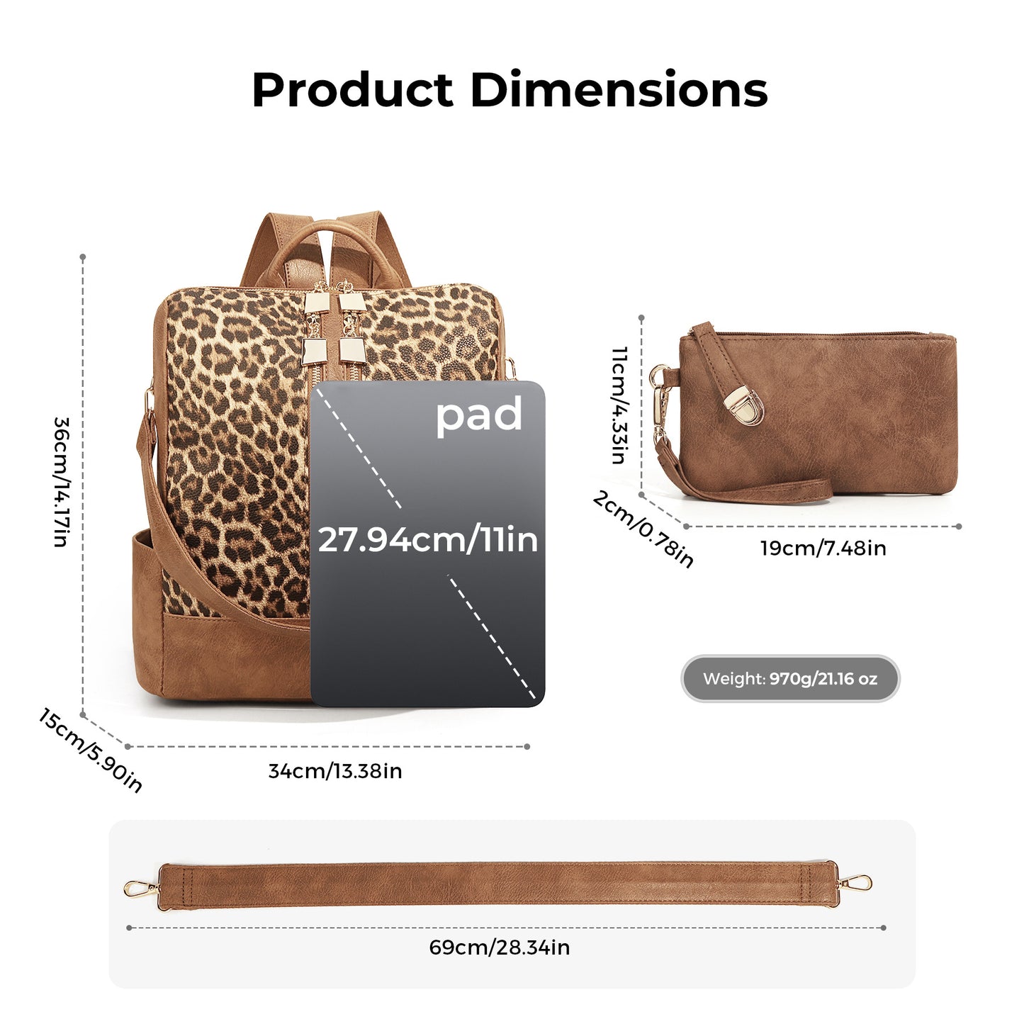 Women's Trendy Fashion Leopard Print Large Capacity Backpacks