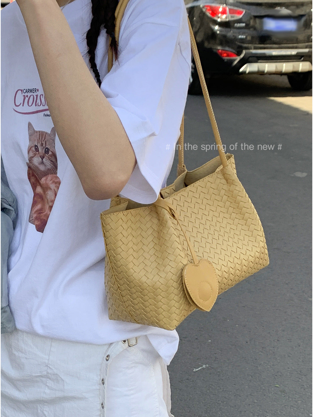 Women's Korean Style High-grade Large Capacity Underarm Woven Portable Tote Bag