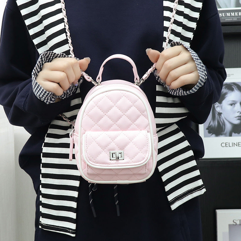 Rhombus Embroidery Thread Size Portable Fashion Women's Backpack