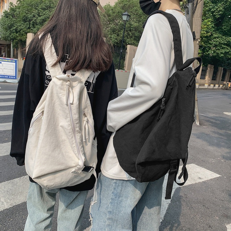 Women's & Men's Large Capacity Fashion Pure Color Washed Leisure Backpack