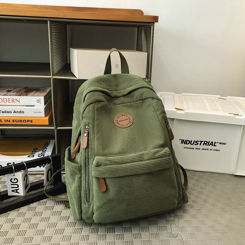 Men's College Fashion Corduroy Large Capacity Leisure Backpack