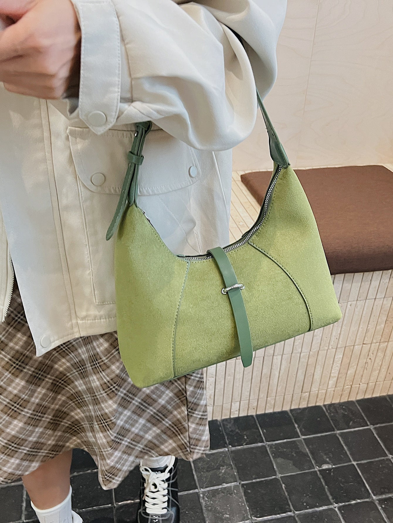 Women's Minority Trendy Fashionable Advanced Suede Large Women's Shoulder Bag