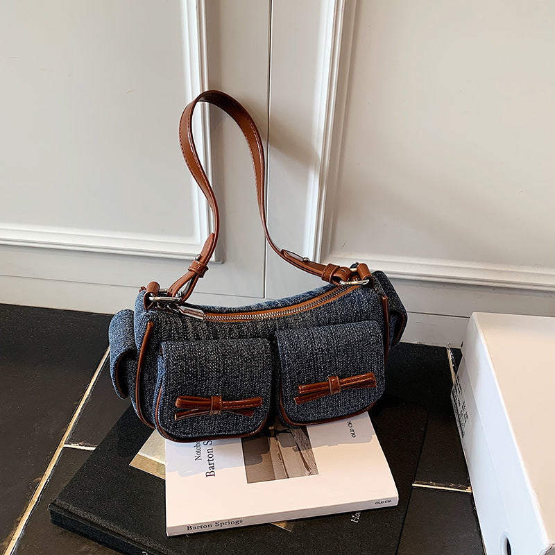 Women's Super Popular Niche Denim For Fashion Color Contrast Carrying Bags
