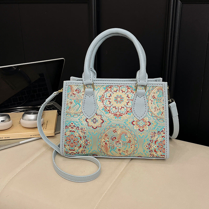 Song Dynasty Brocade Cloth Modified Female Handmade Material Chinese Tote Bag