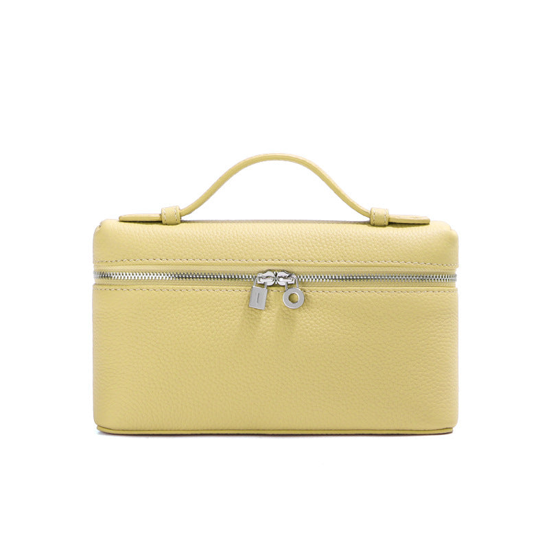Women's Layer Cowhide Lunch Box Genuine Leather White Women's Shoulder Bag