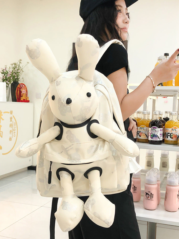Stylish Doll Cute Rabbit Cartoon Three-dimensional Leisure Backpack