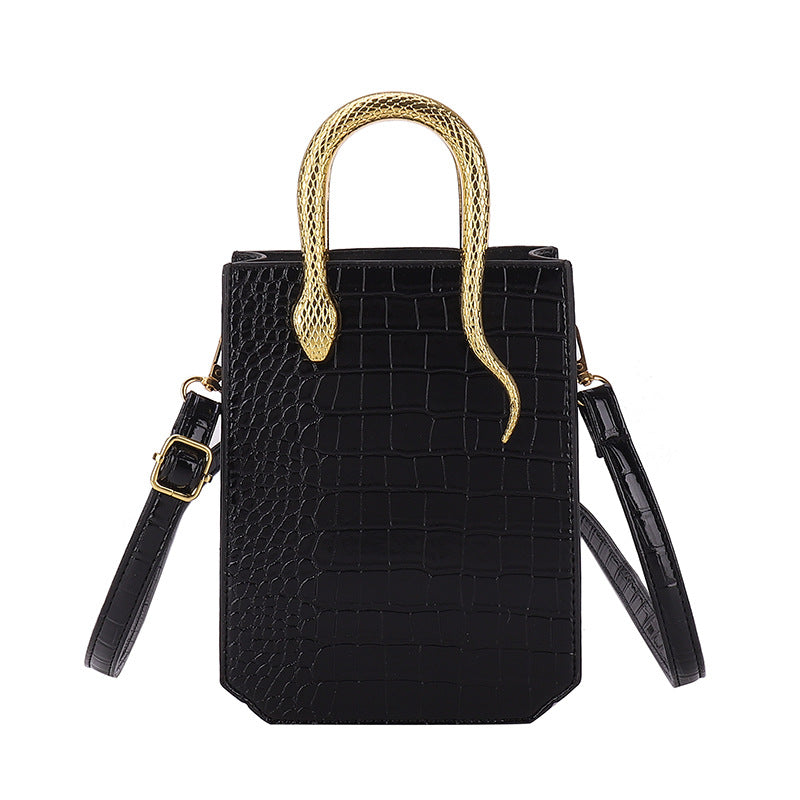 Women's Crocodile Pattern Gold Snake Portable Retro Women's Shoulder Bag