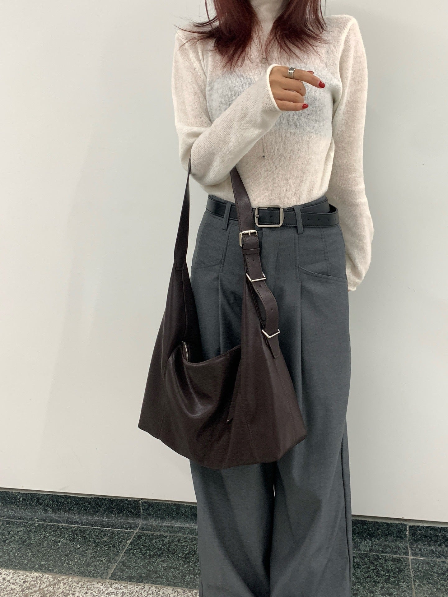 Classy Ge Female Soft Leather Commuter Women's Messenger Bag
