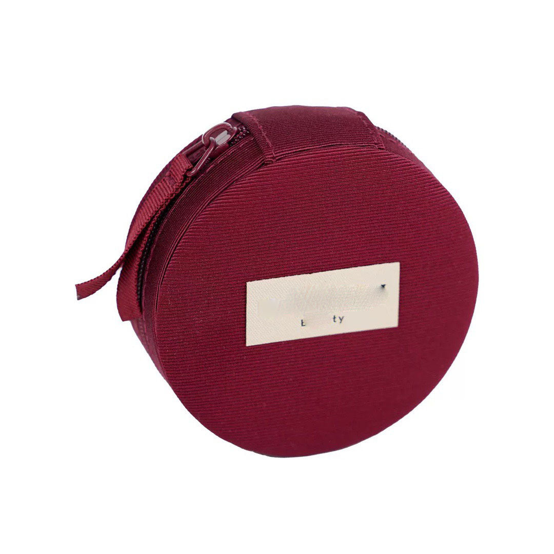 Women's Classic Wine Red Large Capacity Simple Shell Round Pie Commute Makeup Bag