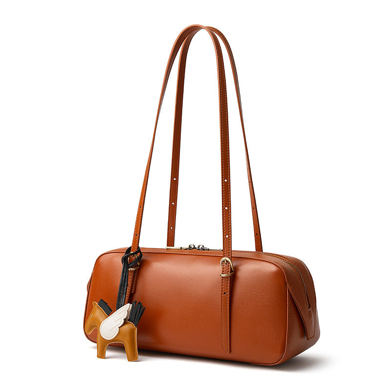 Women's Leather Underarm Retro Bowling Niche Vegetable Bags