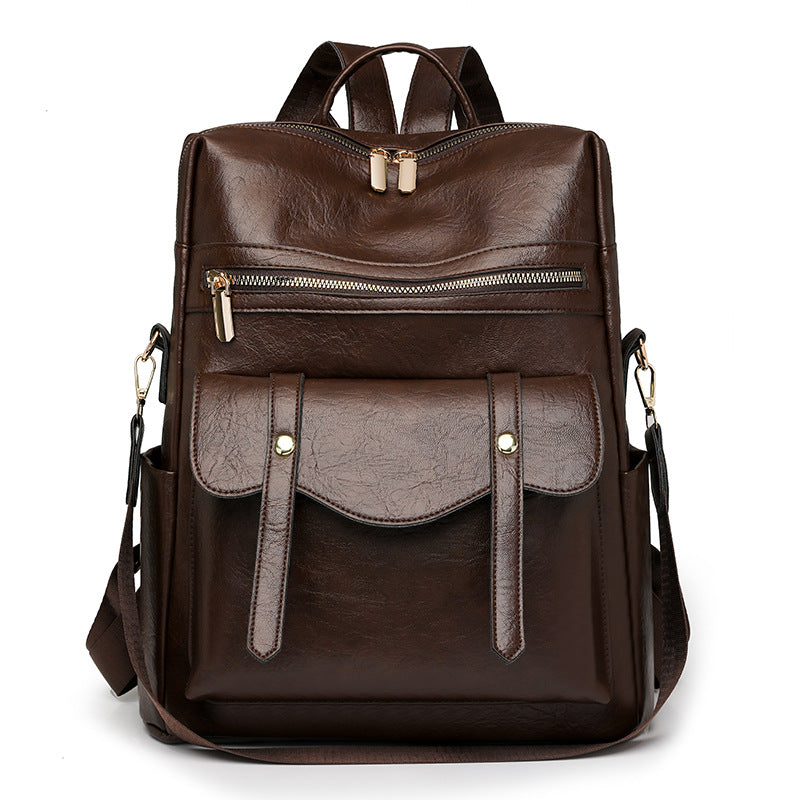 Women's Soft Leather Retro British Fashionable Women's Backpack