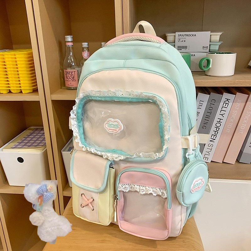 Contrast Color Girlish Preppy Style For Junior Backpacks