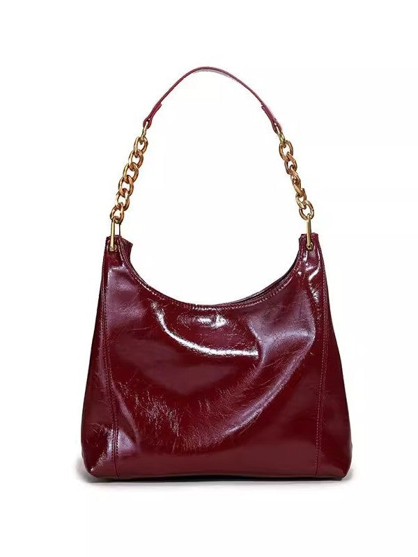 Women's High-grade Bright Leather Bridal Wedding Underarm Bags