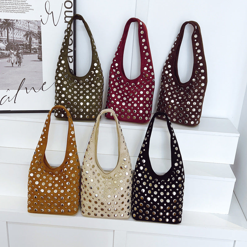 Women's Trend Retro Personality All Match Underarm Rivet Bags