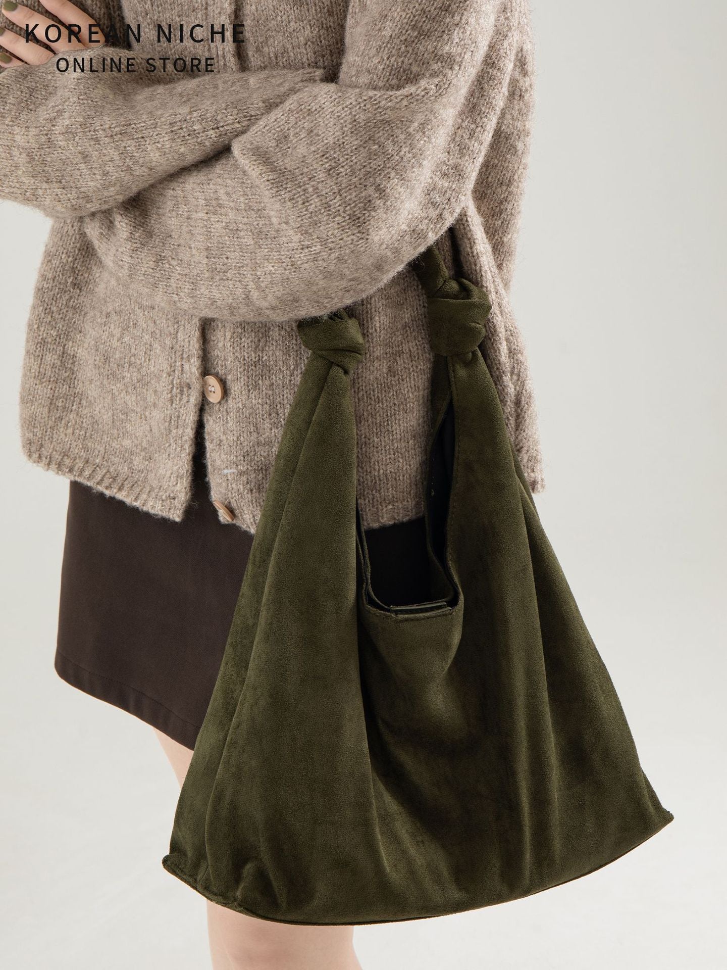 Korean Niche Design Suede Material Underarm Large Capacity Tote Bag