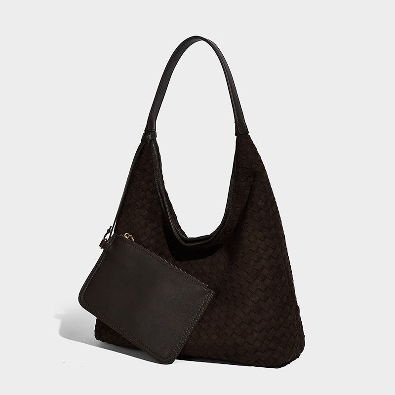 Women's Leather Hand-woven Commuter Simple Large Capacity Design Tote Bag