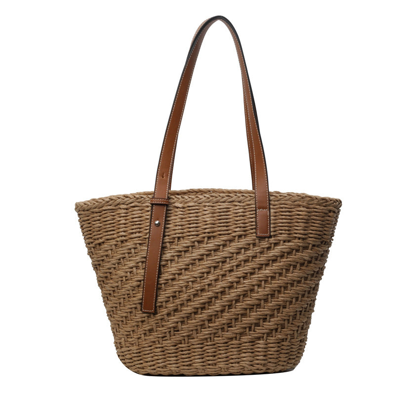 Women's Seaside Beach Summer Woven Niche Straw Tote Bag