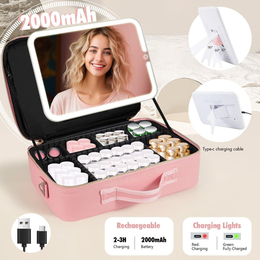 Capacity Skin Care With Mirror Light Simple Portable Tool Storage Cosmetic Bags