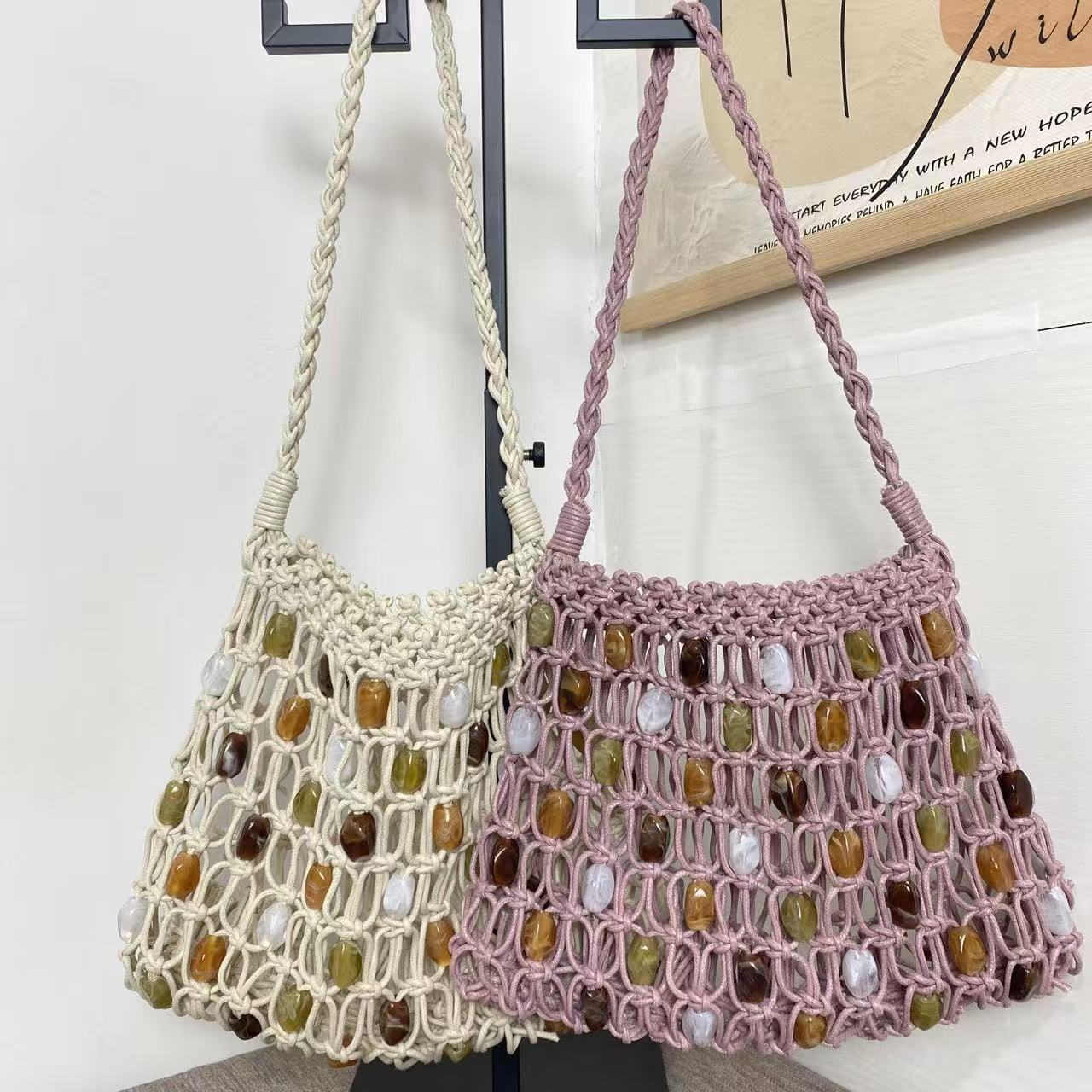 Women's Hand-woven Beads Summer Hollow Mesh Beach Women's Handbag