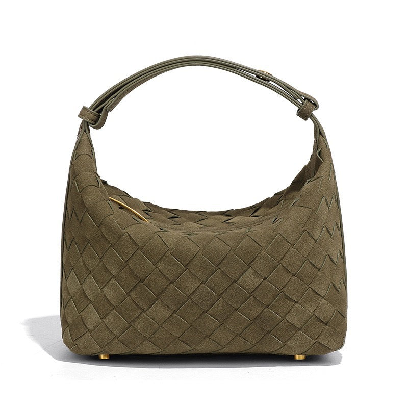 Women's Frosted Woven Hand Holding Niche Lunch Women's Shoulder Bag