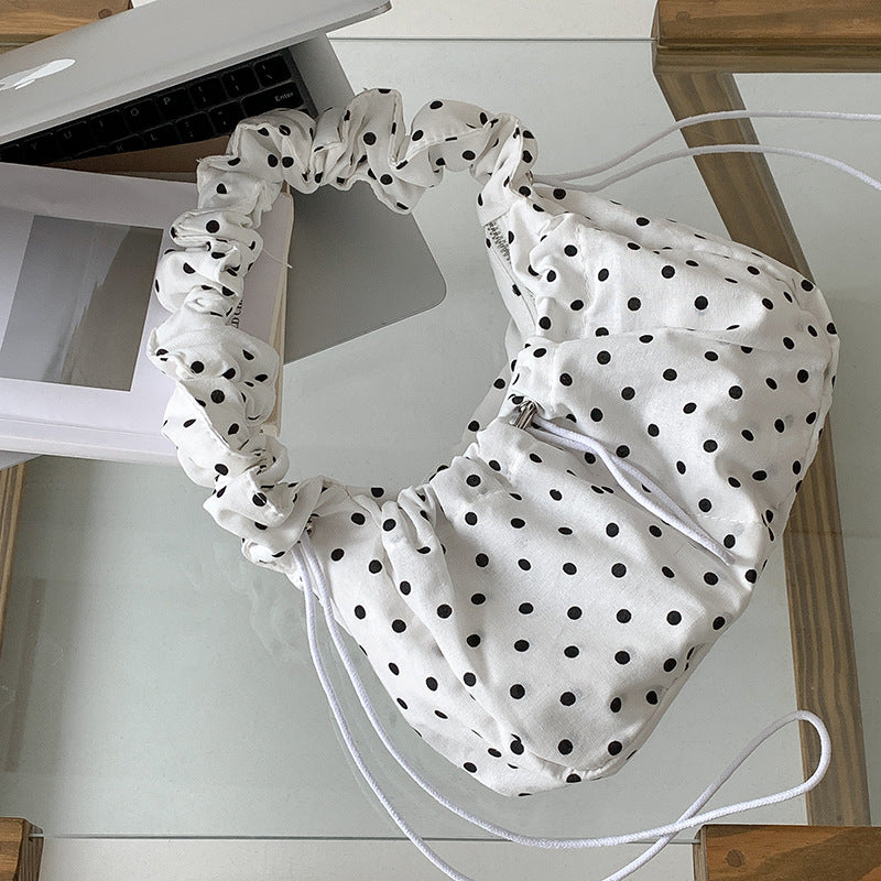 Women's Artistic Polka Dot Nylon Underarm Simple Fresh Large Capacity Commuter Bags